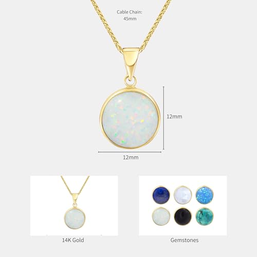 White Opal Pendant Necklace - Handmade 14K Gold