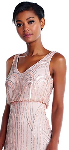 Adrianna Papell Women's Blush Beaded Art Nouveau Dress