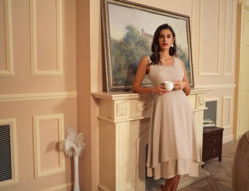 GRACE KARIN Sequin Chiffon Tea Length Wedding Dress