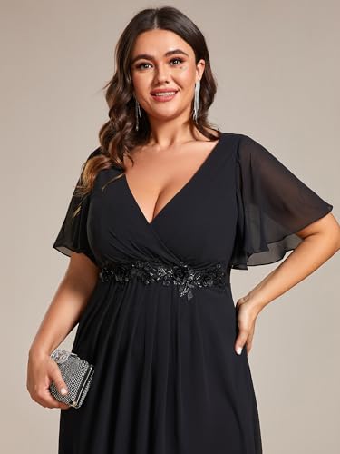 Flattering Black A-Line Wedding Guest Dress, Plus Size