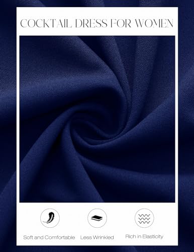 Tea Length Wedding Guest Dress, Long Sleeve Navy