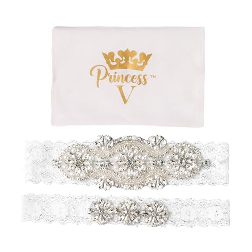 Elegant Stretch Lace Garter with Rhinestones and Pearls