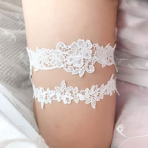 ADOVE Lace Bridal Garters Set with Floral Design