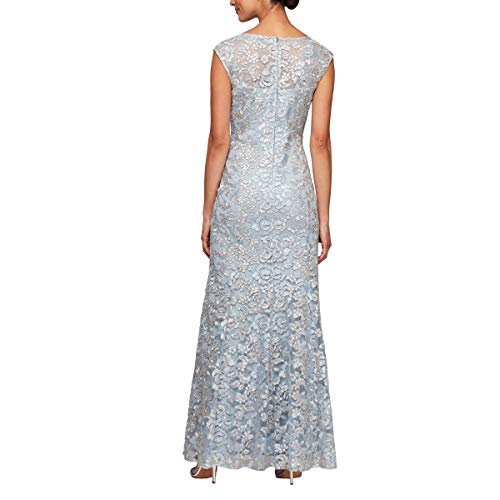 Light Blue Lace Sleeveless Dress with Shawl, Size 12