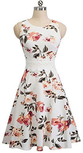 HOMEYEE Women's Floral Embroidered Sleeveless A-Line Wedding Dress