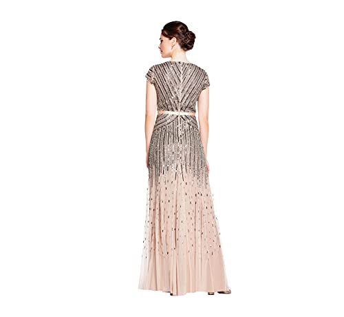 Adrianna Papell Beaded V-Neck Wedding Gown, Nude