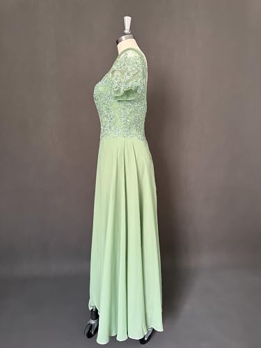 Taupe Chiffon Lace Applique Tea Length Dress, Size 16