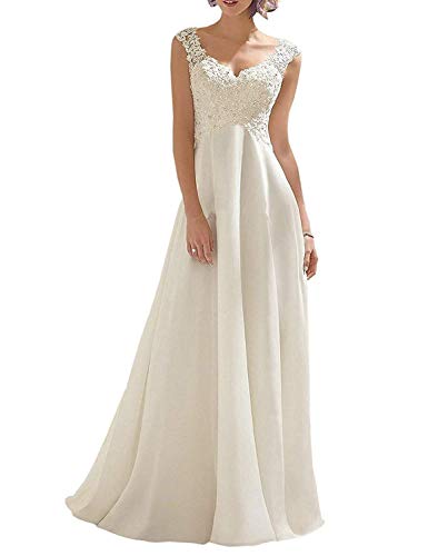 Elegant Ivory Lace Wedding Dress - US 6