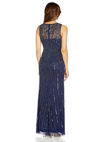 Adrianna Papell Women's Beaded Mermaid Skirt Gown in Light Navy