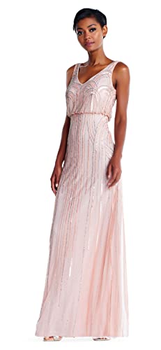 Adrianna Papell Women's Blush Beaded Art Nouveau Dress