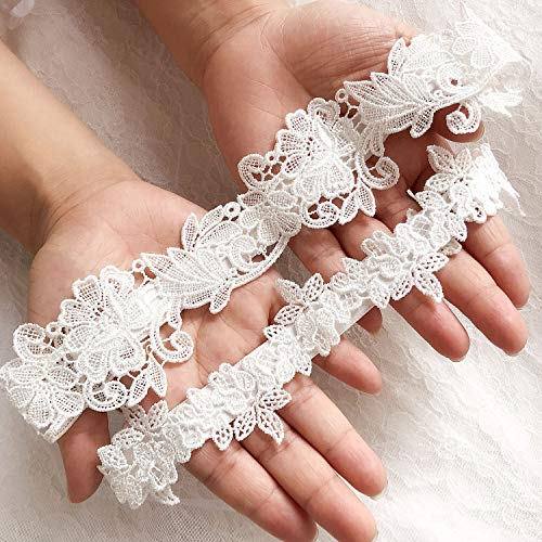ADOVE Lace Bridal Garters Set with Floral Design