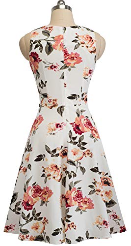 HOMEYEE Women's Floral Embroidered Sleeveless A-Line Wedding Dress