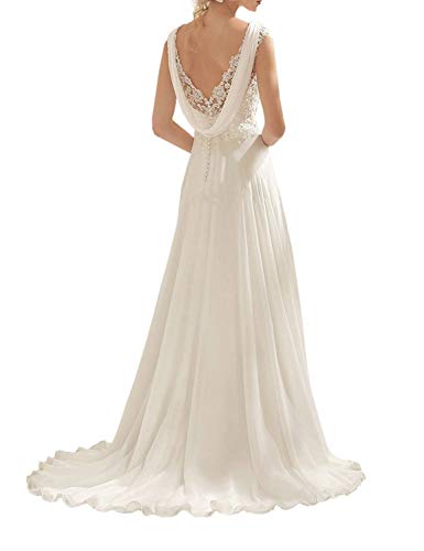 Elegant Ivory Lace Wedding Dress - US 6