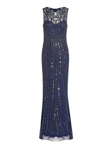 Adrianna Papell Women's Beaded Mermaid Skirt Gown in Light Navy