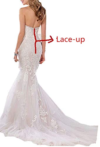 White Lace Applique Mermaid Wedding Dress for Plus Size