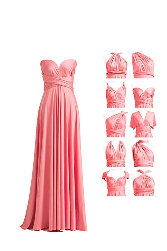 Coral Pink Convertible Bridesmaid A-line Dress
