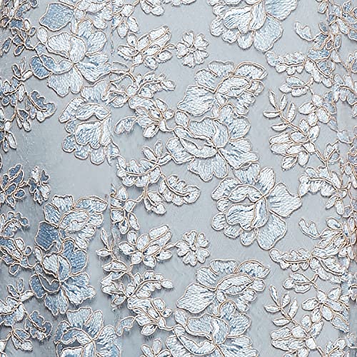 Light Blue Lace Sleeveless Dress with Shawl, Size 12