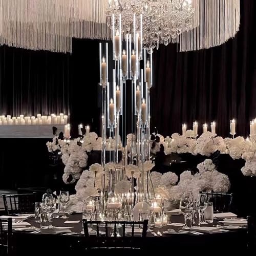 10Pcs Clear Acrylic Wedding Candelabras with Acrylic Shade