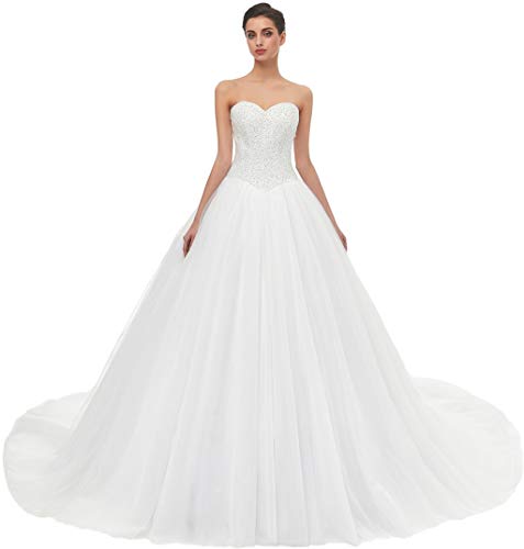 Sweetheart Tulle A-line Wedding Dress for Bride Ivory