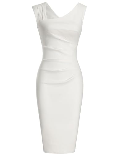 White Sheath Bridesmaid Pencil Dress - Retro 1940s