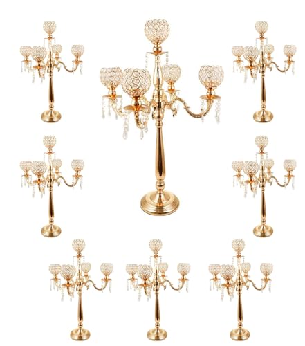 Gold Crystal Candelabra Centerpiece Set for Weddings & Parties