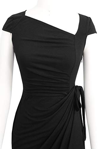 Liyinxi 50s Short Sleeves Black Wedding Pencil Dress
