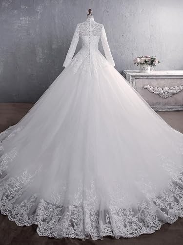 White Lace Wedding Dress in A-line Ball Gown