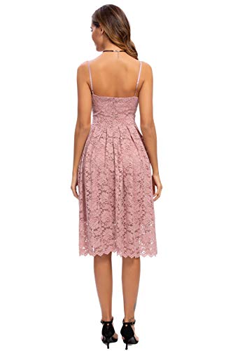 Nude Pink Lace A-Line Dress for Wedding Guest