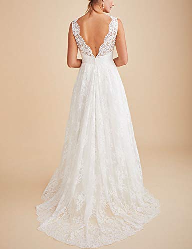 2024 Lace Beach Wedding Dress Ivory A-Line Boho