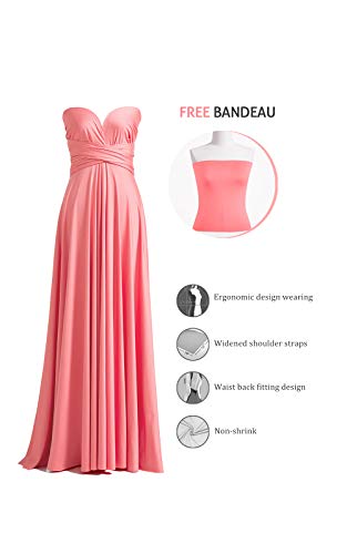 Coral Pink Convertible Bridesmaid A-line Dress
