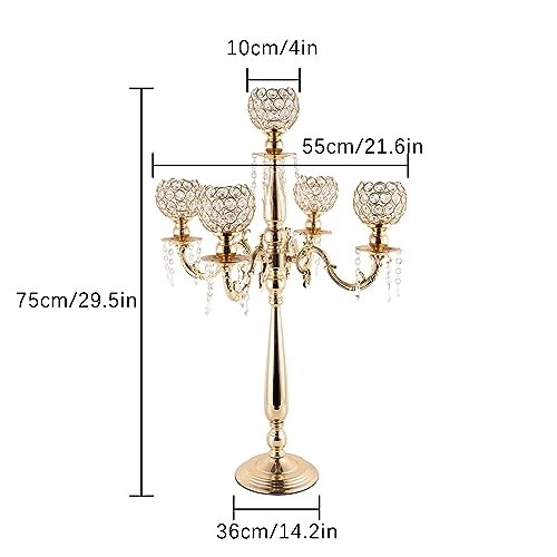 Gold Crystal Candelabra Centerpiece Set for Weddings & Parties