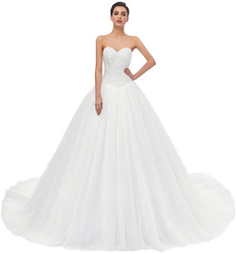 Sweetheart Tulle A-line Wedding Dress for Bride Ivory