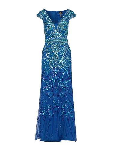 Adrianna Papell Blue Horizon Beaded Cap Sleeve Dress