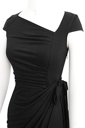 Liyinxi 50s Short Sleeves Black Wedding Pencil Dress