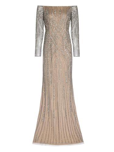 Adrianna Papell Off Shoulder Beaded Wedding Gown