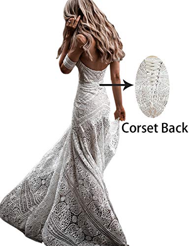 Bohemian Lace Mermaid Wedding Gown - LIPOSA Women's