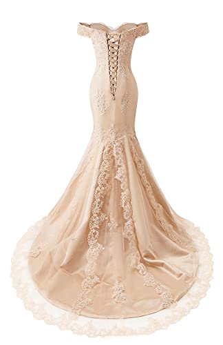 White Lace Off The Shoulder Mermaid Wedding Gown