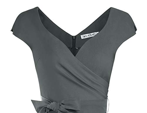 Vintage Wrap V Neck Sheath Wedding Guest Dress