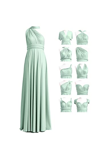 Convertible bridesmaid gown with bandeau in sage green