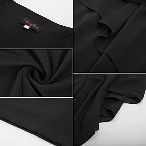 Vintage black chiffon sheath dress with cape neckline