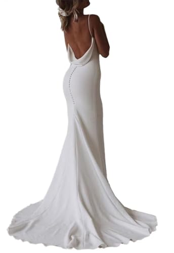 Boho V-Neck Spaghetti Strap Beach Wedding Dress 2024