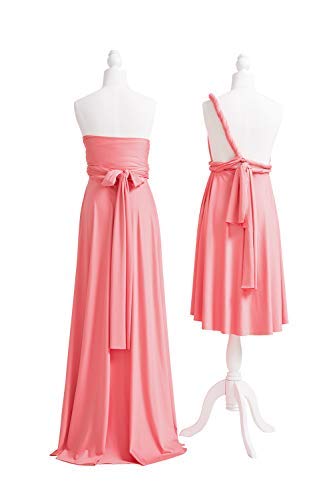 Coral Pink Convertible Bridesmaid A-line Dress