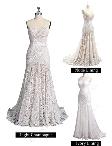 Bohemian Lace Mermaid Wedding Gown - LIPOSA Women's