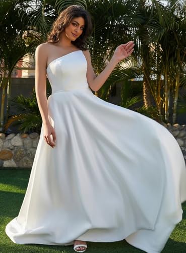 Simple Boho A-Line Ivory Wedding Gown Bridal Dress