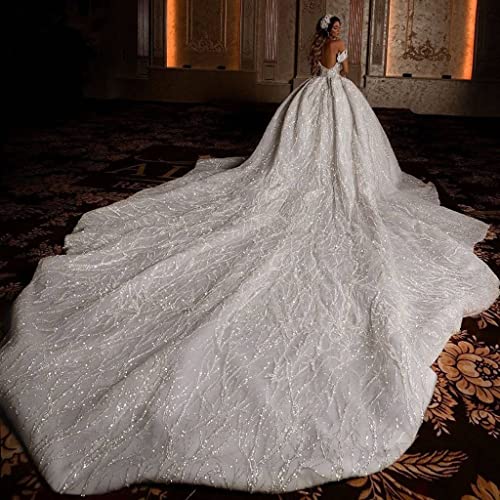 Luxury Sparkly Sequins Ball Gown Wedding Dress