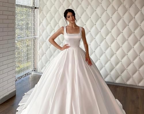 Ivory Square Neck Ball Gown Wedding Dress 2024