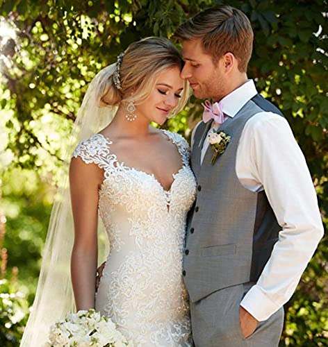 Floral Beaded Lace Bridal Mermaid Wedding Dress White