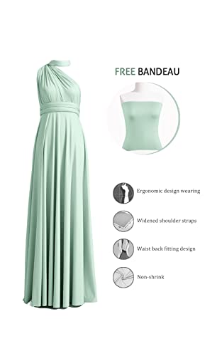 Convertible bridesmaid gown with bandeau in sage green