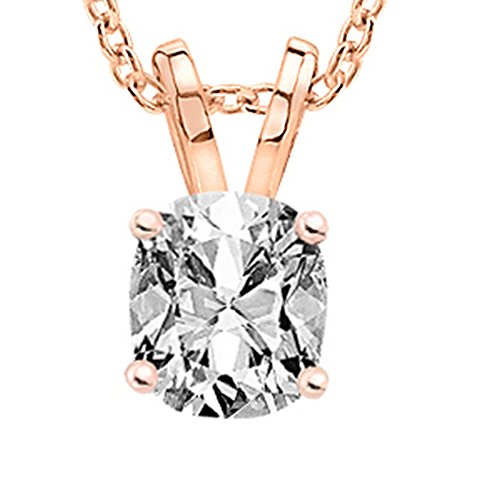 14K Rose Gold 8 Carat Cushion Cut Diamond Pendant