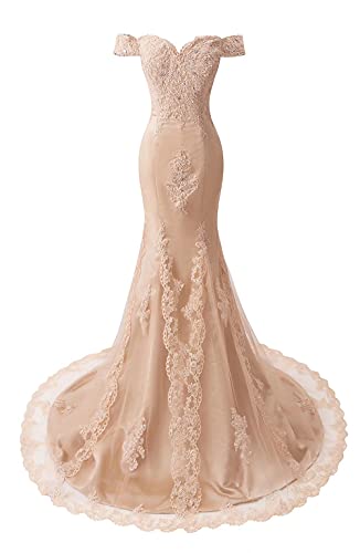 White Lace Off The Shoulder Mermaid Wedding Gown